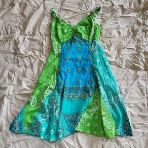 Peppermint Bay green blue bandana dress size small